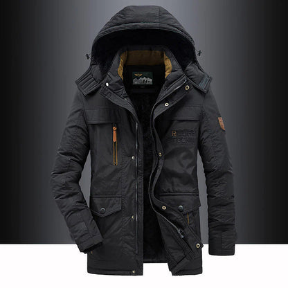 Adrian – Herren Winterjacke blau mit Kapuze und warmem Innenfutter