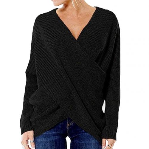 Janine - Damen Strickpullover mit Wickeloptik und V-Ausschnitt